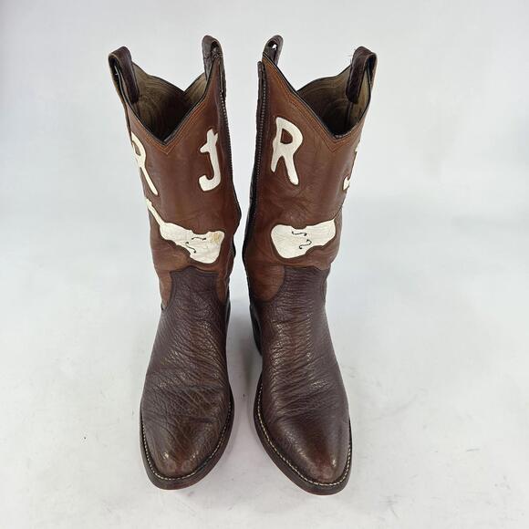 VTG Great Western Custom Boot Two-Tone Leather Boot US 9 Men Side Zip Cowboy - Picture 3 of 15